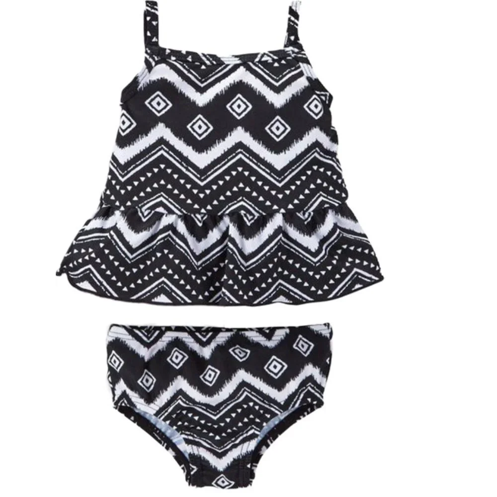 Carter's Baby Girls 3-PC Bikini Top Cover Swim Set Chevron UPF 50+ Lined… - Picture 5 of 6